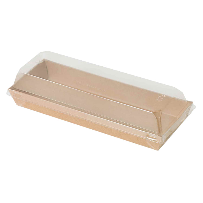 Vaschetta sushi in cartone kraft + cop PET (C/PAP81 + PET1) - 20,9 cm x 7,8 cm x 2,5 cm - 50 pezzi
