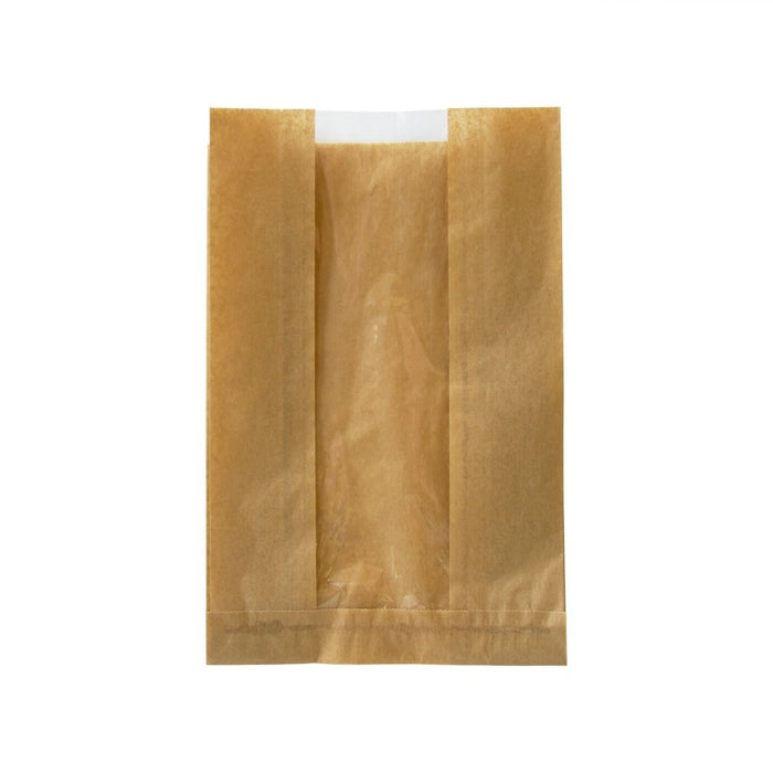 Sacchetto per pane in carta scura con finestra 180x70mm H280mm