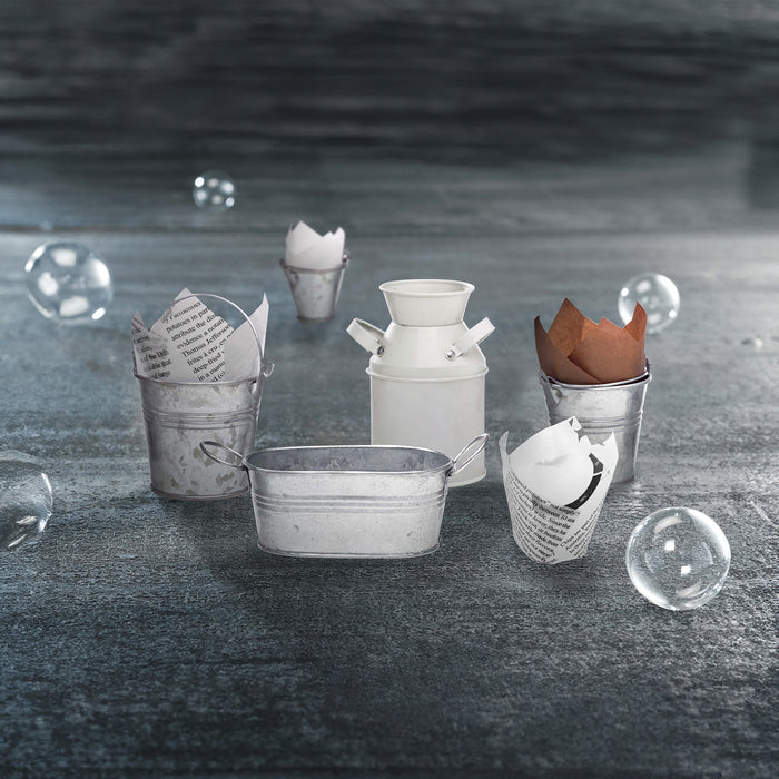 Secchiello in metallo con manici - 90 ml - Ø 6,5 cm - H 6,5 cm - 24 pezzi