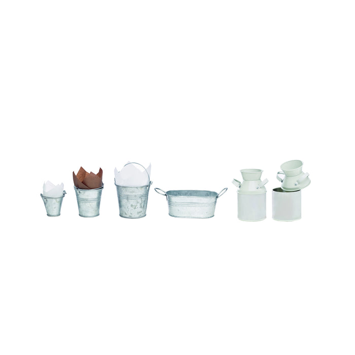 Secchiello in metallo laccato bianco - 125 ml - Ø 5 cm - H 10 cm - 6 pezzi