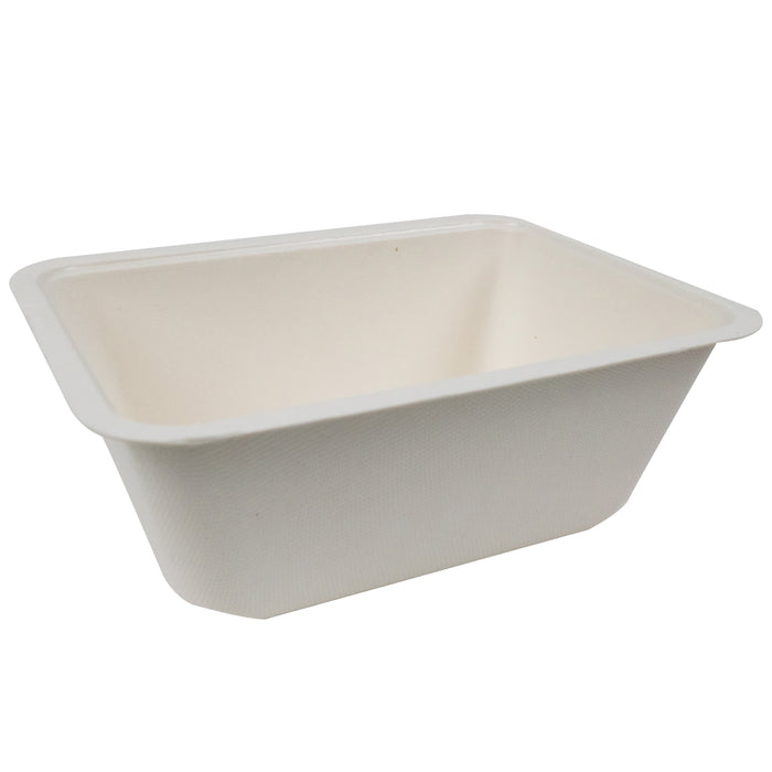 Vaschetta sigillabile in polpa di canna da zucchero - 1200 ml - 19 cm x 13,7 cm x 7 cm - 100 pezzi