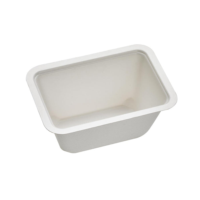 Vaschetta sigillabile in polpa di canna da zucchero - 500 ml - 13,7 cm x 9,5 cm x 6,3 cm - 100 pezzi