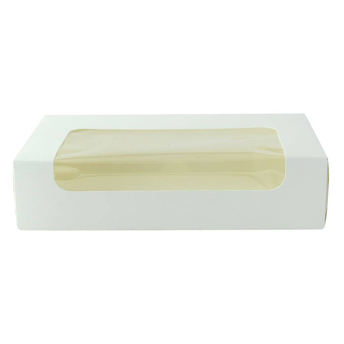 Scatola in cartone bianco laminato con finestra - 19 cm x 11,3 cm x 4,4 cm - 50 pezzi