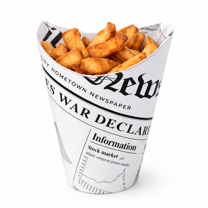 Bicchiere da snack in cartone, decorazione stampa di giornale - 270 ml - Ø 8,3 cm - H 11,8 cm - 50 pezzi