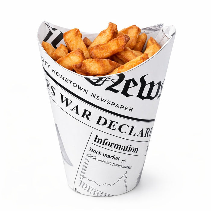 Bicchiere da snack in cartone, decorazione stampa di giornale   H118mm 270ml