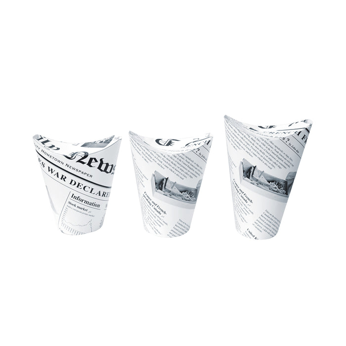Bicchiere da snack in cartone, decorazione stampa di giornale - 350 ml - Ø 8,6 cm - H 13,9 cm - 50 pezzi