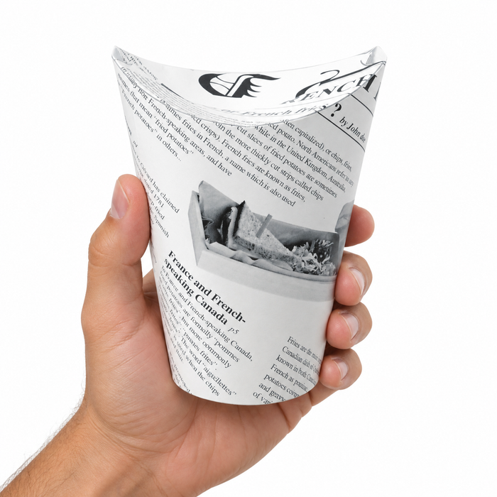 Bicchiere da snack in cartone, decorazione stampa di giornale - 350 ml - Ø 8,6 cm - H 13,9 cm - 50 pezzi