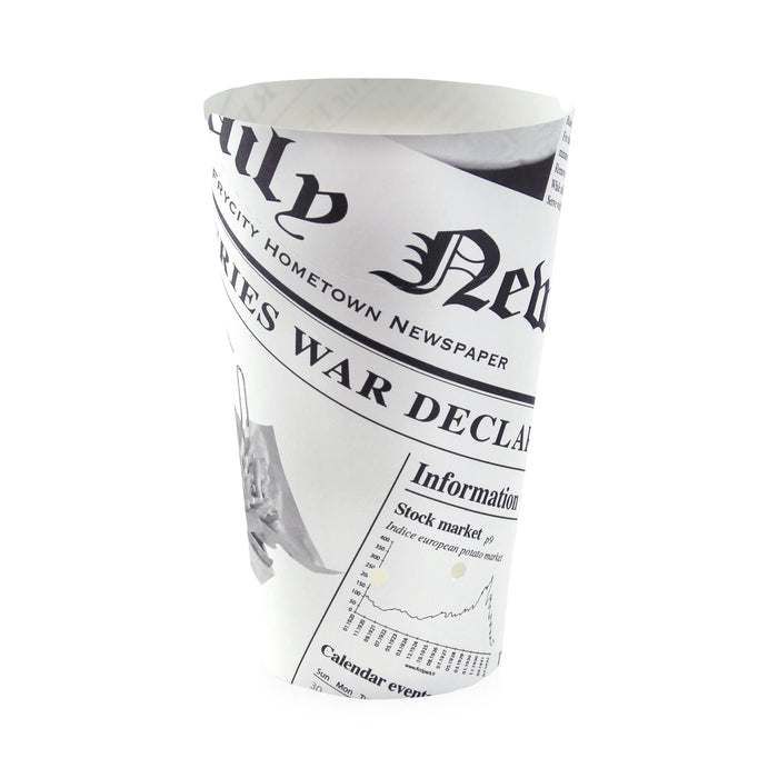 Bicchiere da snack in cartone, decorazione stampa di giornale - 480 ml - Ø 8,8 cm - H 15,7 cm - 50 pezzi