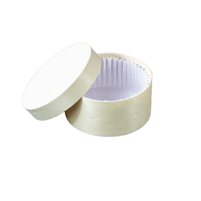 Scatola rotonda in legno misto FSC + carta da forno - 100 ml - Ø 7,9 cm - H 4,2 cm - 10 pezzi
