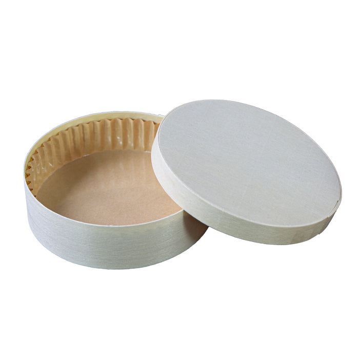 Scatola rotonda in legno misto FSC + carta da forno - 350 ml - Ø 12,5 cm - H 4 cm - 10 pezzi