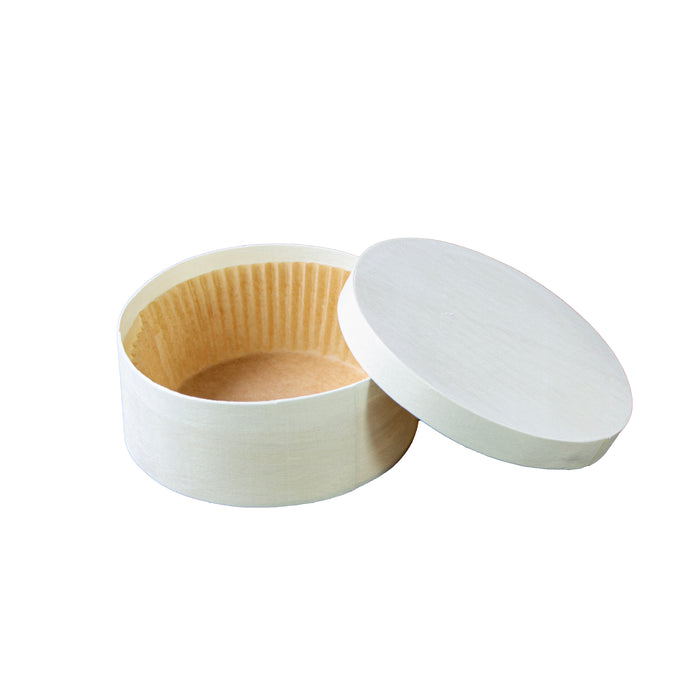 Scatola di legno rotonda con carta da forno per la cottura - Ø 12 cm - H 5 cm - 10 pezzi