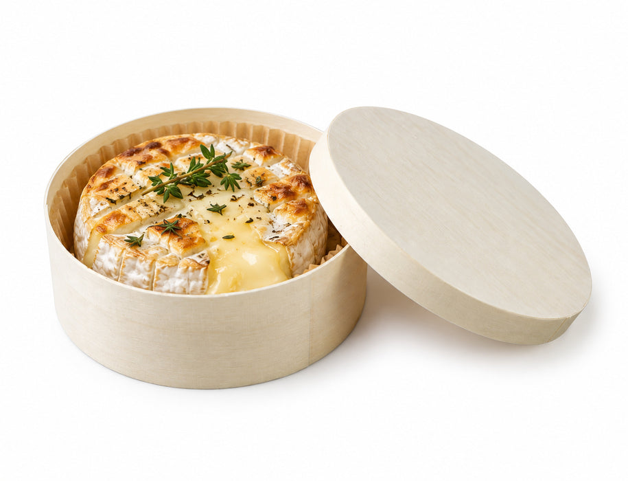 Scatola di legno rotonda con carta da forno per la cottura - Ø 12 cm - H 5 cm - 10 pezzi