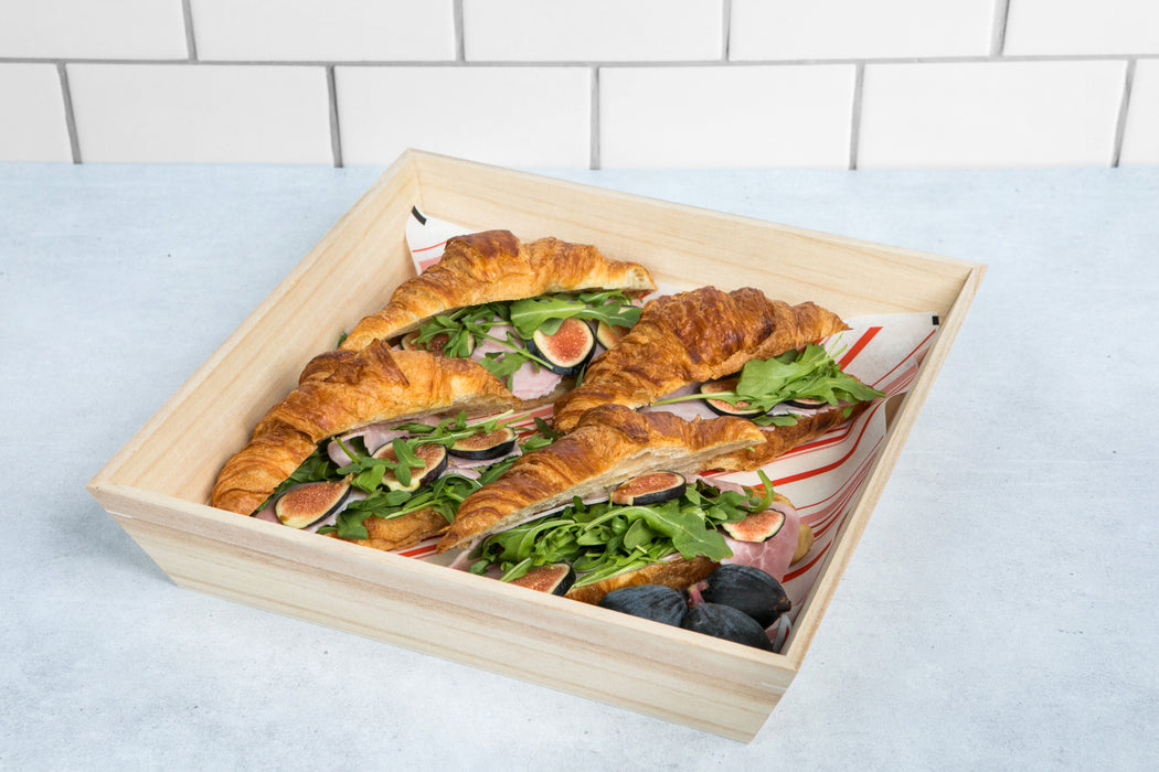 Vassoio da pasto "Noa" in legno - 31 cm x 31 cm x 4 cm - 10 pezzi