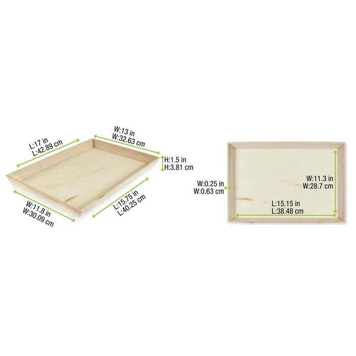 Vassoio da pasto "Noa" in legno - 39 cm x 29 cm x 4 cm - 10 pezzi