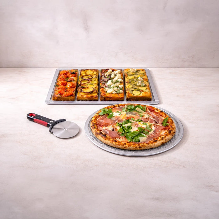 Griglia rettangolare in alluminio per pizza con base forata - 30 cm x 20 cm x 1 cm - 12 pezzi