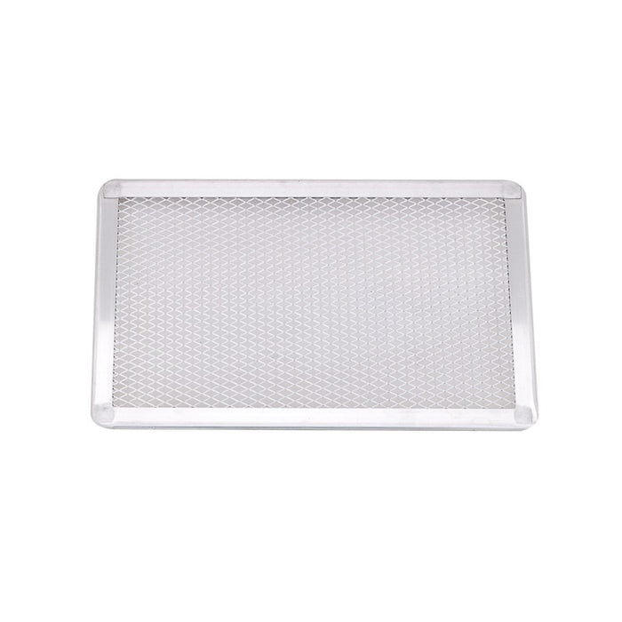 Griglia rettangolare in alluminio per pizza con base forata 300x200mm H10mm