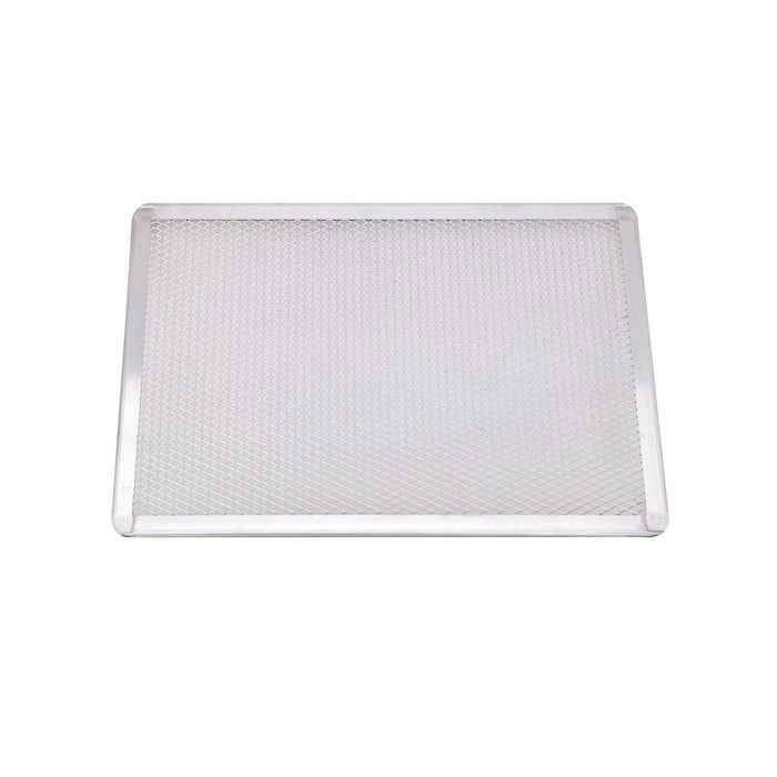 Griglia rettangolare in alluminio per pizza con base forata 400x280mm H10mm