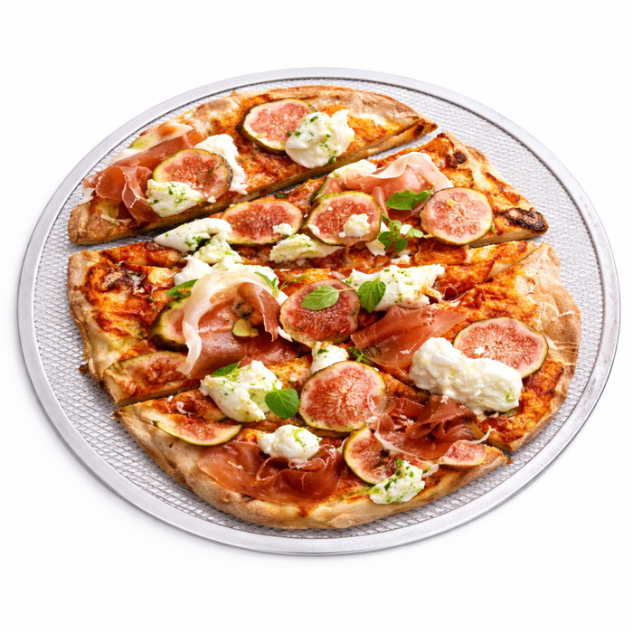 Griglia per pizza rotonda in alluminio con base forata - Ø 50,8 cm - H 0,4 cm - 12 pezzi