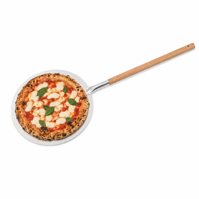 Pala pizza rotonda con diametro della maniglia in legno - 100,5 cm x 35,5 cm x 1,5 cm - 12 pezzi