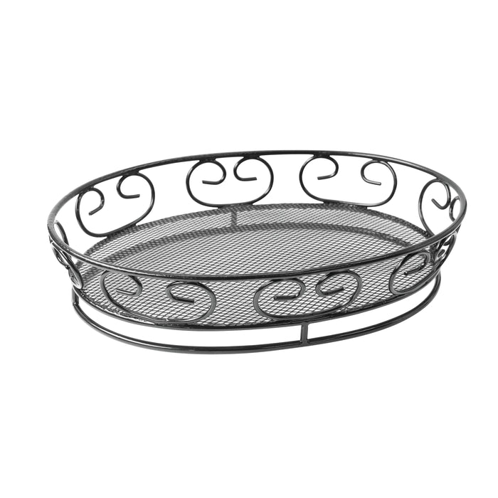 Cestino ovale in metallo nero - 23 cm x 16,5 cm x 5 cm - 6 pezzi