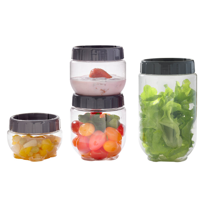 Barattolo Bokolock in PET con coperchio (PET1) - 430 ml - Ø 10 cm - H 7,5 cm - 36 pezzi