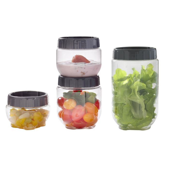 Barattolo Bokolock in PET con coperchio (PET1) - 430 ml - Ø 10 cm - H 7,5 cm - 36 pezzi