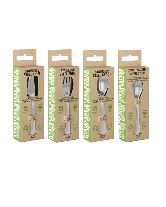 Quadrato forcella in acciaio inox con custodia, da lavare prima dell'uso - 16,3 cm x 2,5 cm x 1,1 cm - 50 pezzi
