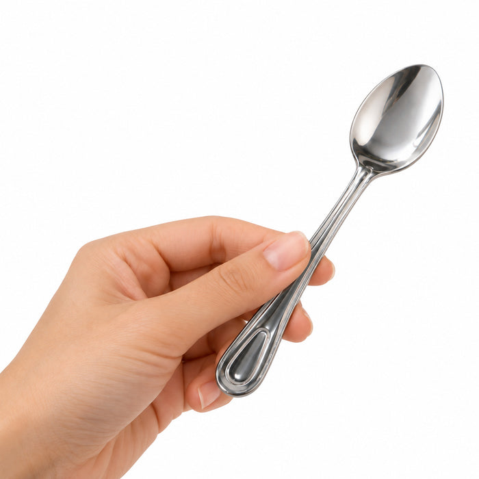 Cucchiaino da caffè in acciaio inox con custodia, da lavare prima dell'uso - 12,8 cm x 2,7 cm x 1,5 cm - 50 pezzi
