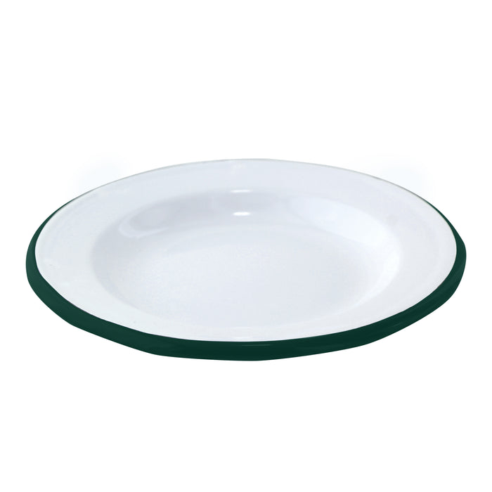 Piattino smaltato con bordo verde (42) - Ø 16 cm - H 2,5 cm - 12 pezzi