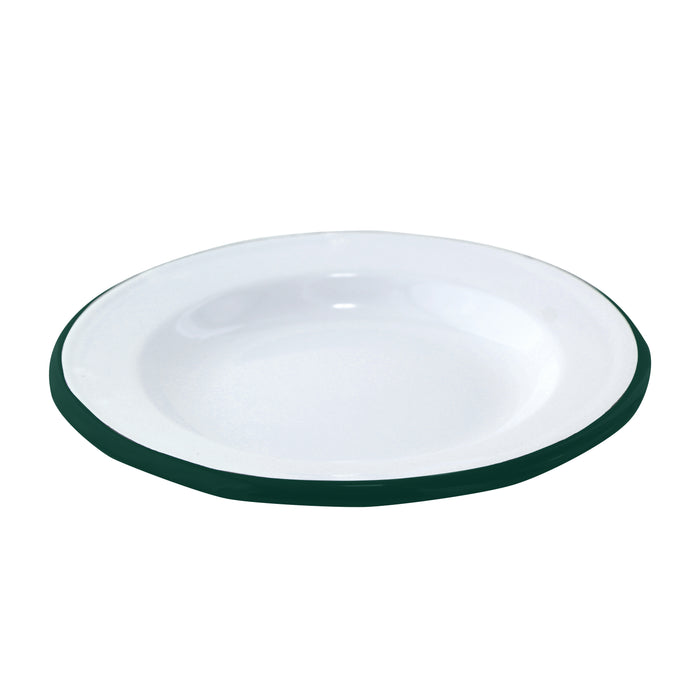 Piatto smaltato con bordo verde (42) - Ø 18 cm - H 2,5 cm - 12 pezzi