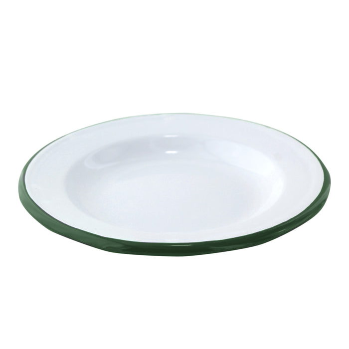 Piatto smaltato con bordo verde (42) - Ø 24 cm - H 3 cm - 12 pezzi