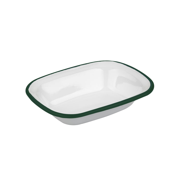 Teglia Enamely smaltata con bordo verde (42) - 350 ml - 18,3 cm x 13,7 cm x 4 cm - 12 pezzi