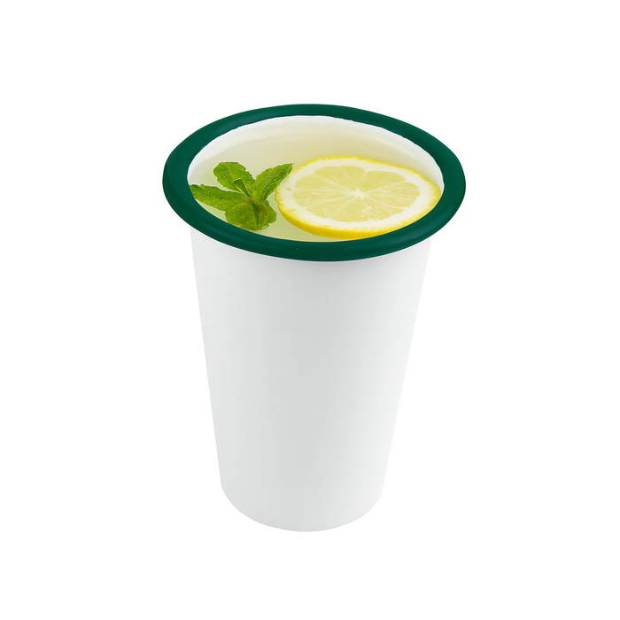 Bicchiere smaltato con bordo verde (42)  H90mm 300ml