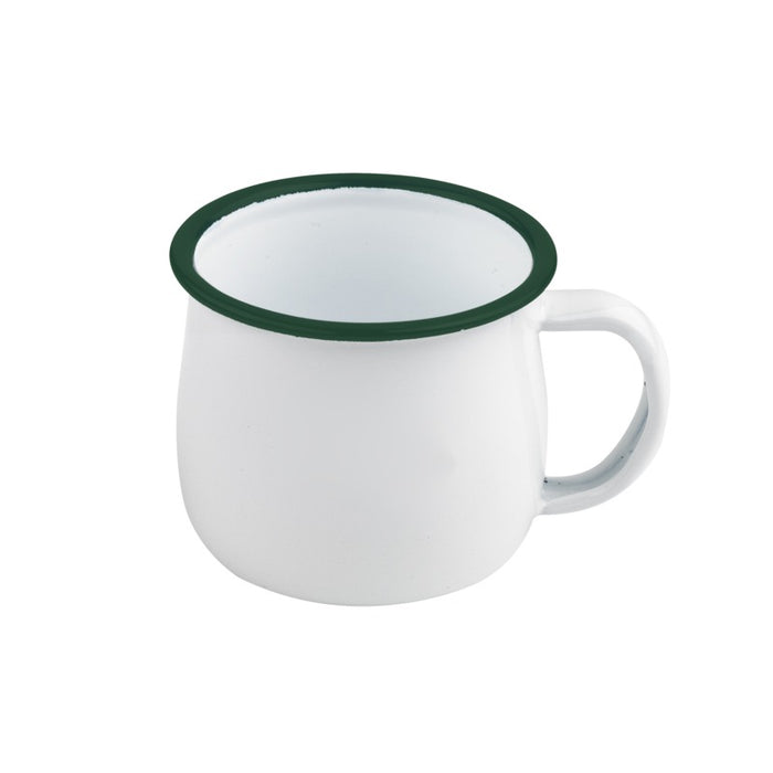 Mug smaltata con manico e bordo verde (42)  H60mm 150ml