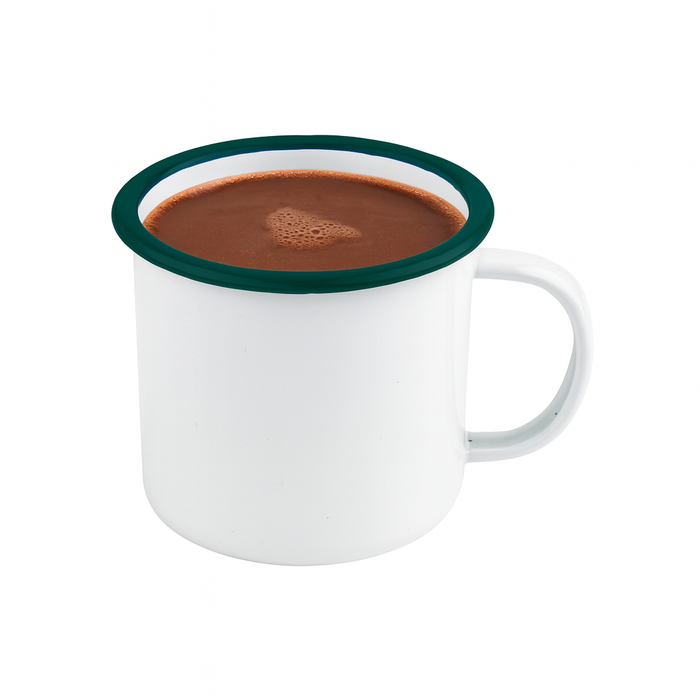 Mug smaltata con manico e bordo verde (42) - 350 ml - Ø 10 cm - H 7,5 cm - 12 pezzi