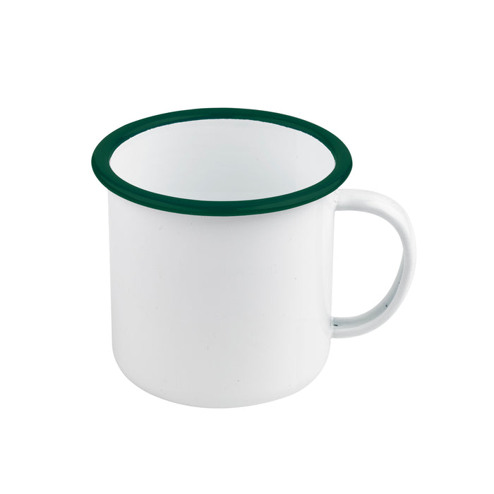 Mug smaltata con manico e bordo verde (42) - 500 ml - Ø 12 cm - H 9 cm - 12 pezzi