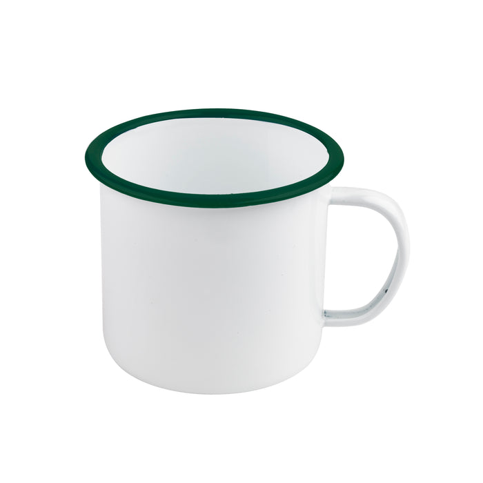 Mug smaltata con manico e bordo verde (42) - 750 ml - Ø 13 cm - H 10 cm - 12 pezzi