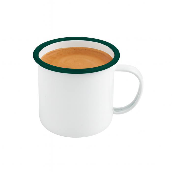 Mug smaltata con manico e bordo verde (42) - 750 ml - Ø 13 cm - H 10 cm - 12 pezzi