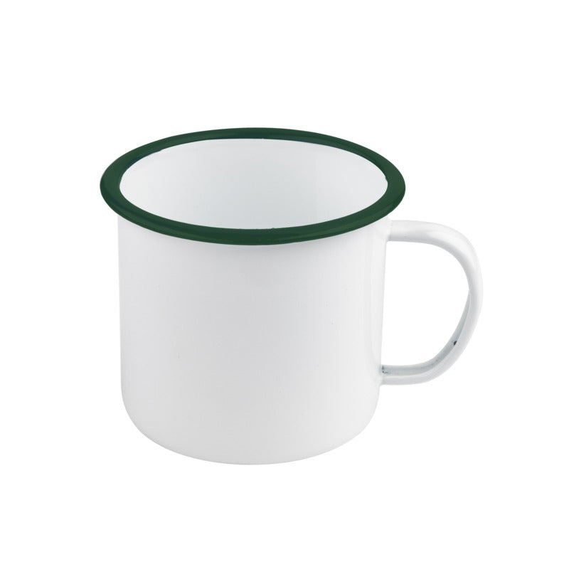 Mug smaltata con manico e bordo verde (42)  H100mm 750ml