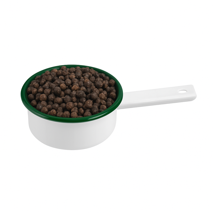 Casseruola smaltata con bordo verde (42) - 100 ml - Ø 8 cm - H 3 cm - 12 pezzi