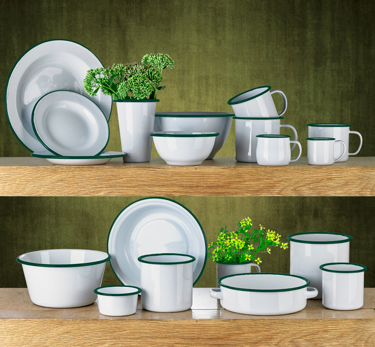 Casseruola smaltata con bordo verde (42) - 200 ml - Ø 9 cm - H 4,7 cm - 12 pezzi