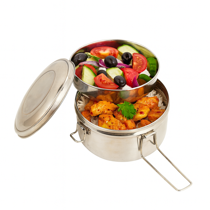 Lunch-box NoxBox tondo in acciaio inox con coperchio (FE40)  H76mm 900ml