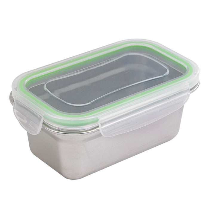 Lunch-box NoxBox rettangolare in acciaio inox con coperchio in PP trasparente (FE40 + PP5) 163x100mm H65mm 620ml