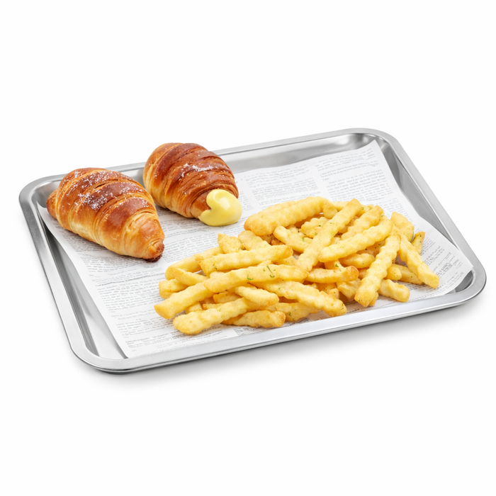 Vassoio in acciaio inox (FE40) - 36 cm x 27 cm x 2 cm - 20 pezzi