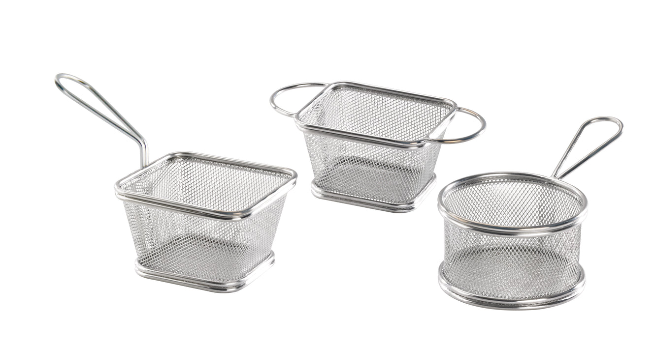 Mini cestino friggitrice in metallo - 16,2 cm x 7,7 cm x 7,4 cm - 6 pezzi