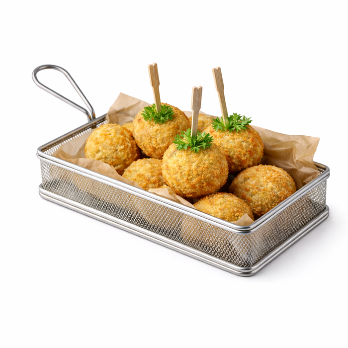 Mini cestino friggitrice in metallo - 22 cm x 12 cm x 5 cm - 6 pezzi
