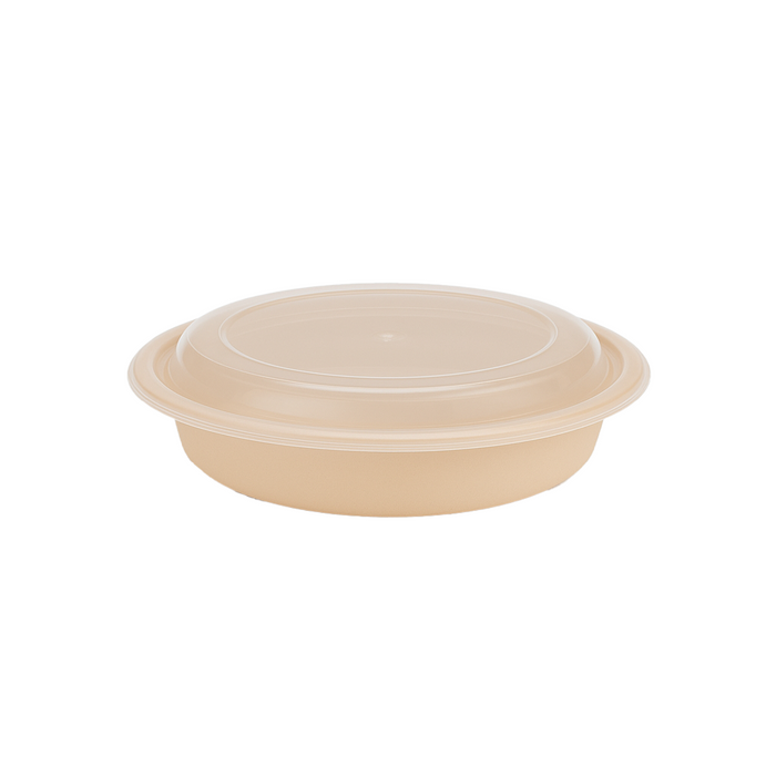 Contenitore beige in PP con coperchio trasparente (PP5)  H52mm 470ml