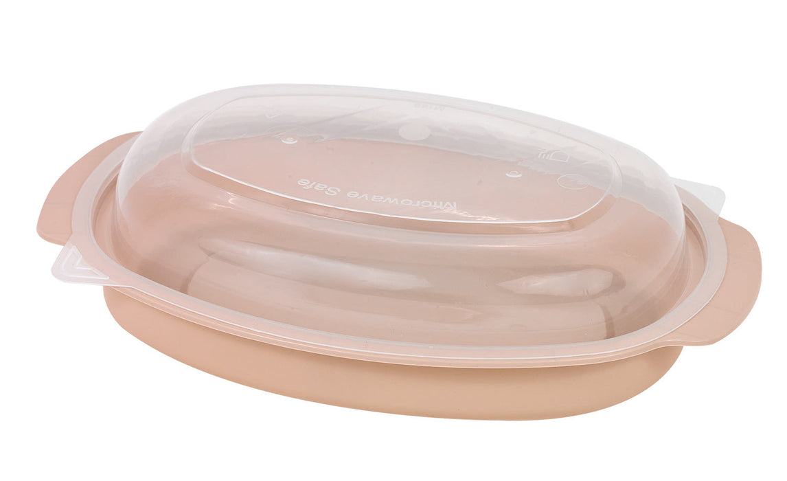Contenitore beige in PP con coperchio trasparente (PP5) 226x154mm H54mm 600ml