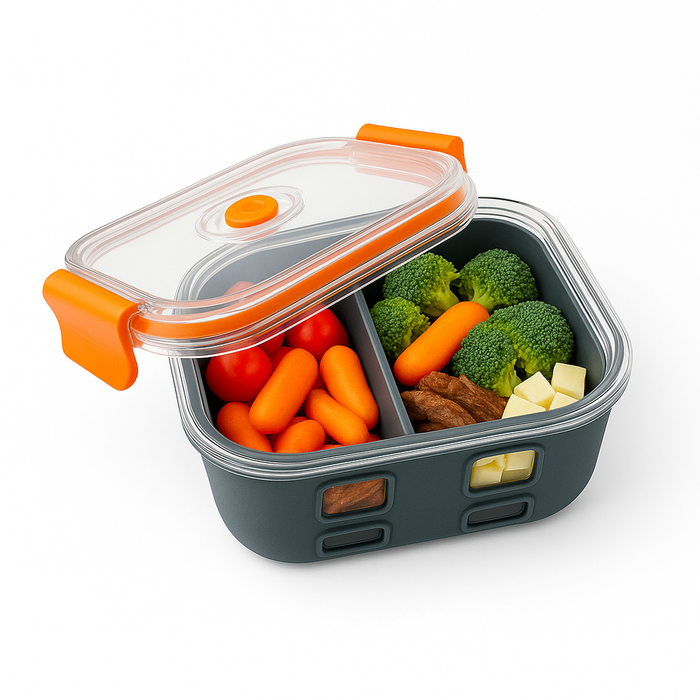 Cook Show Scatola scomparti + Copertura trasparente + Protezione in silicone - 770 ml - 15,2 cm x 15,2 cm x 6 cm - 24 pezzi