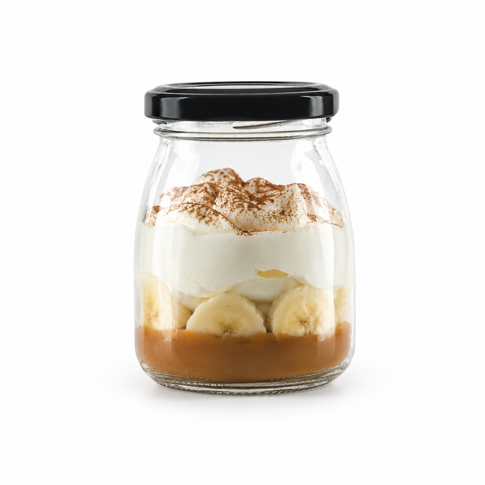Vasetto in vetro tondo con tappo in alluminio (GL70 + ALU41) - 200 ml - Ø 6 cm - H 9,1 cm - 84 pezzi